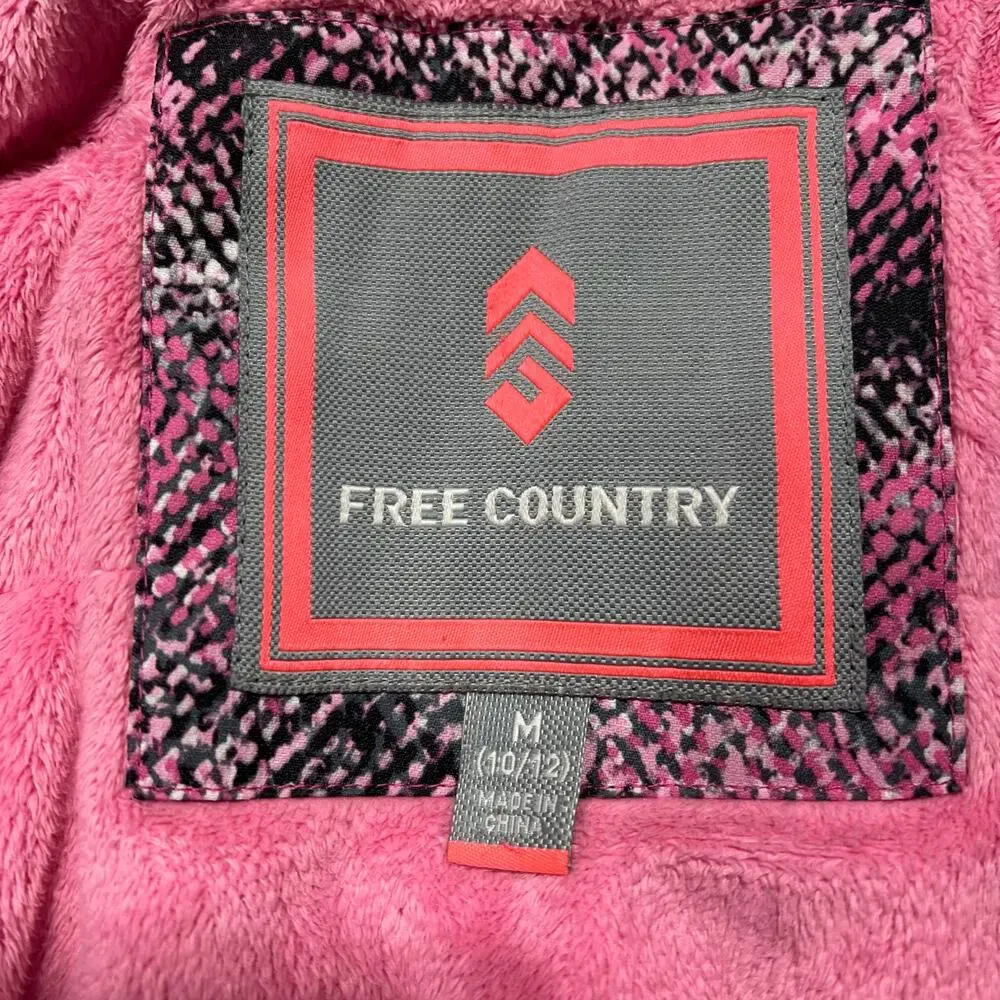 Free Country Girls Winter Jacket Coat Pink Black Gray Medium 10 12